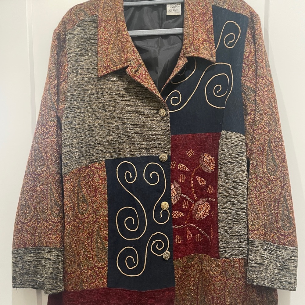 Patchwork Women's Jacket with Paisley Design